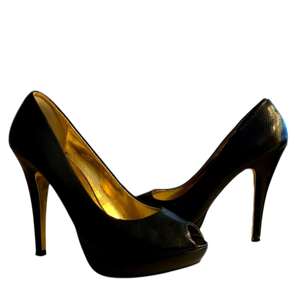 TED BAKER London Leather Peep Toe Heels